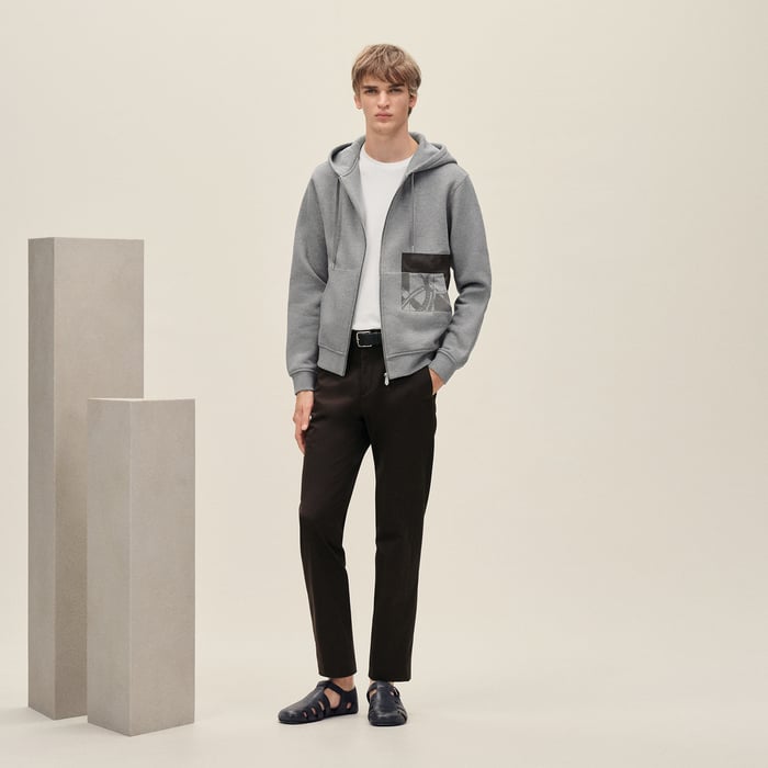 Gris "Eperon d'Or En Perspective" Zipped Hooded Sweater