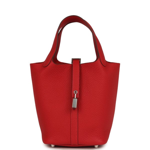 Hermes Hermes Picotin Lock 18 Vermillion Clemence Palladium Hardware