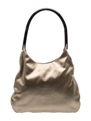 Prada Enameled Metal Triangle Top Handle Bag Vintage