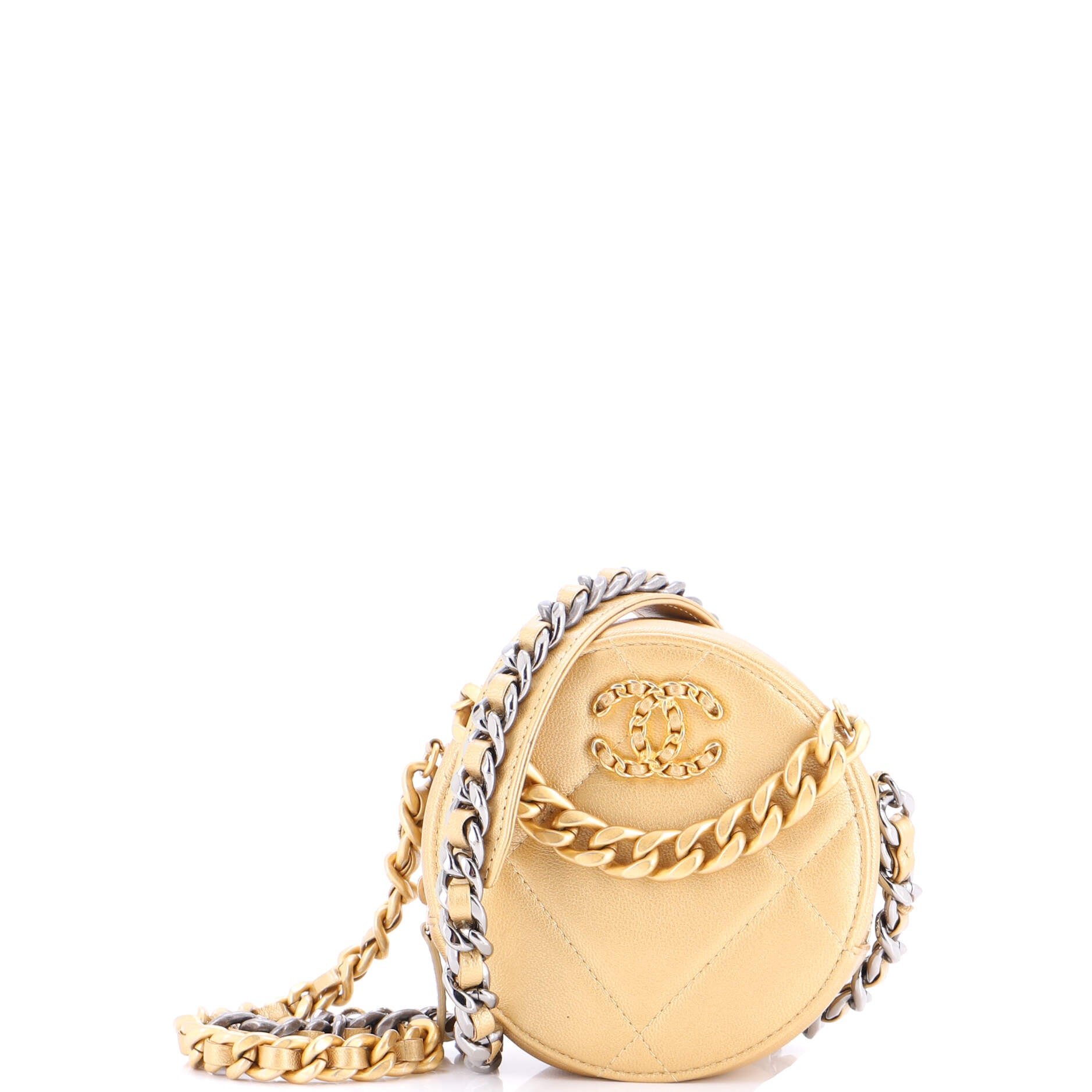 Chanel 19 Round Clutch with Chain Quilted Leather