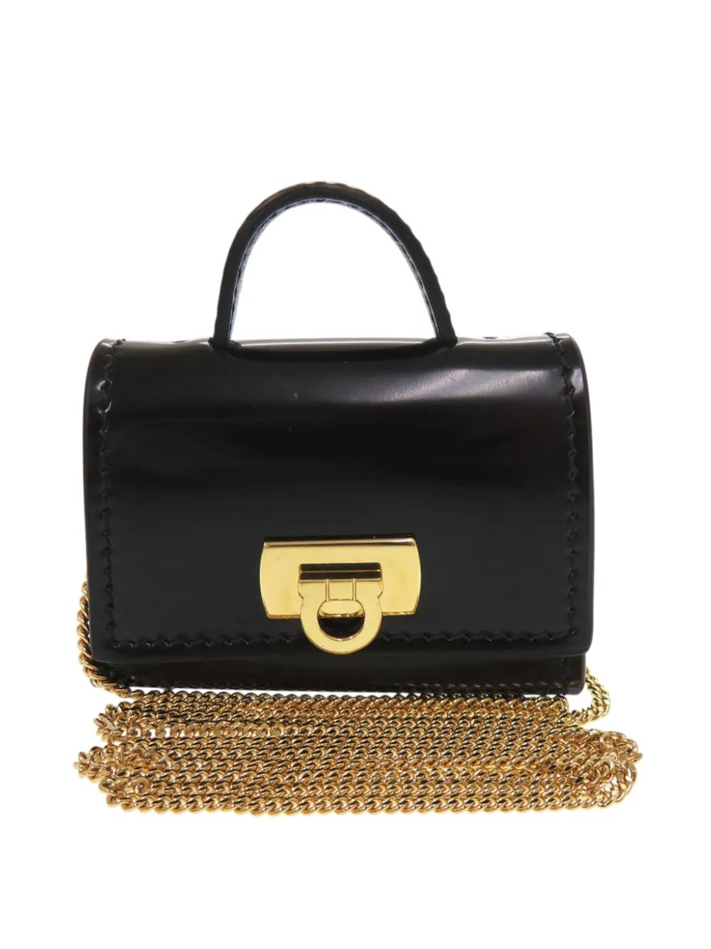 Ferragamo 2010-2026 Smooth Calfskin Gancini Top Handle AirPods Case with Chain crossbody bag