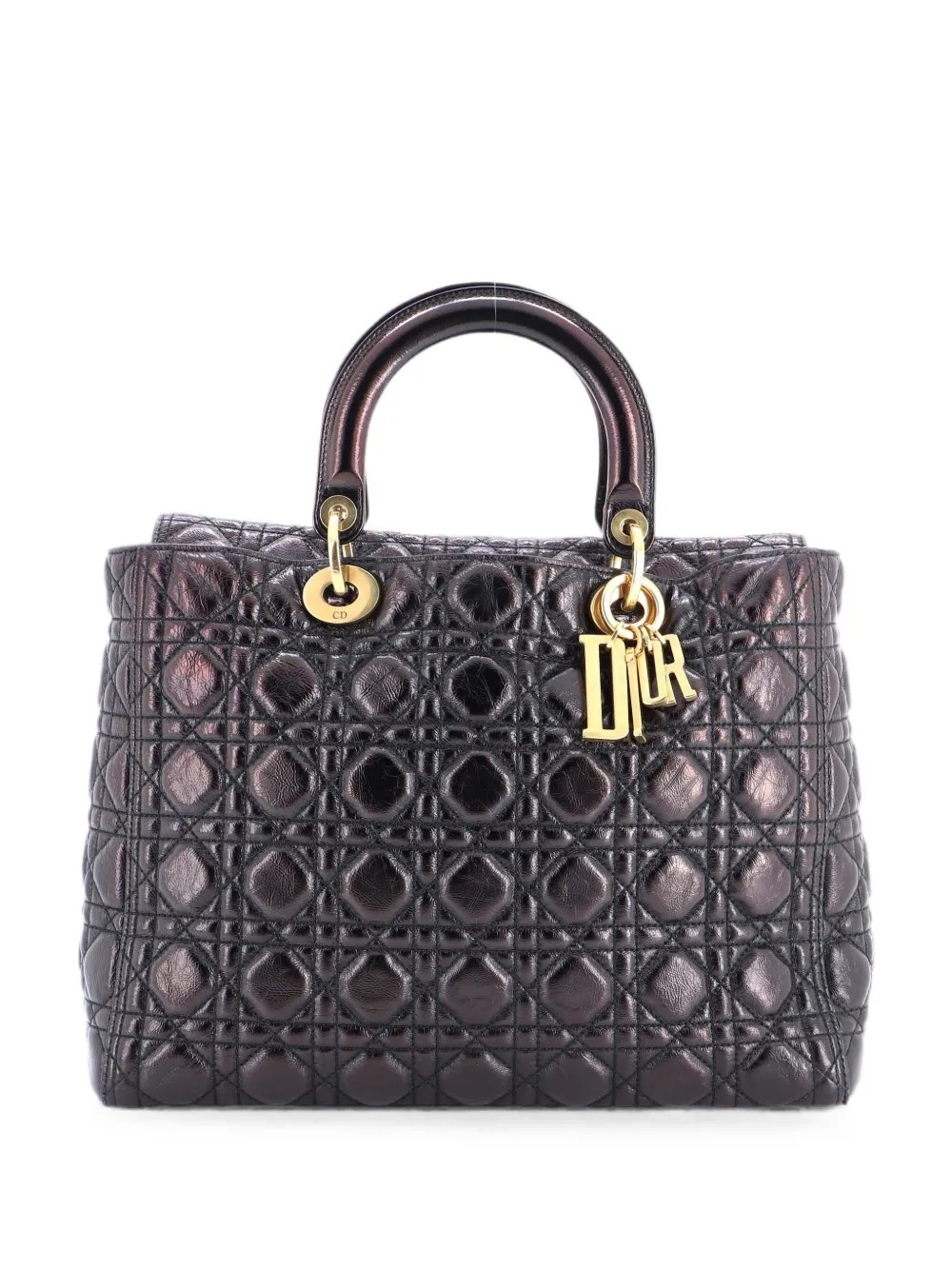 Supple Lady Dior Bag Cannage Crinkled Patent Large satchel