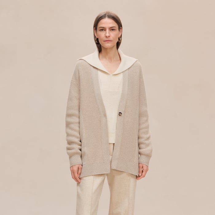 Beige Naturel Long Cardigan