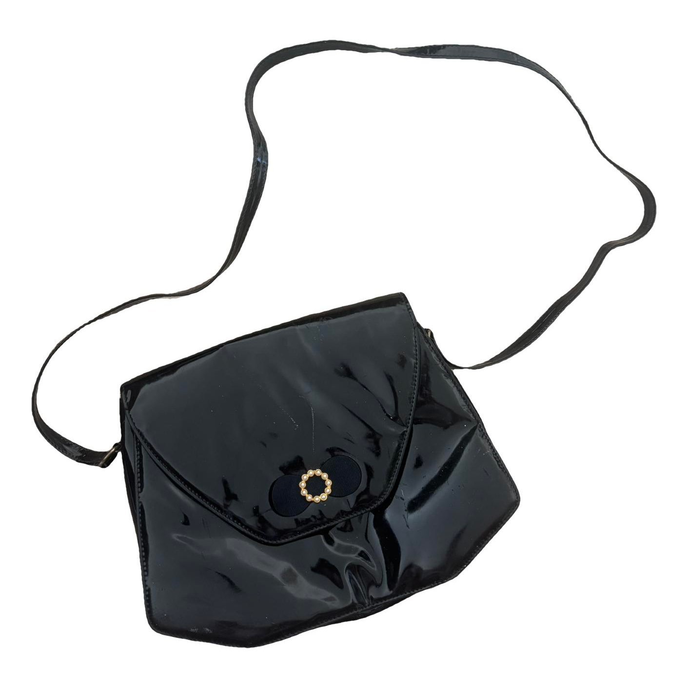 Balenciaga B patent leather crossbody bag
