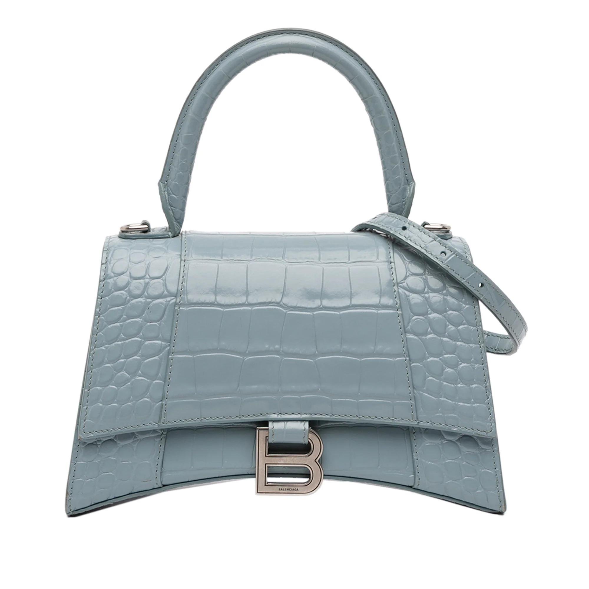 Hourglass leather handbag