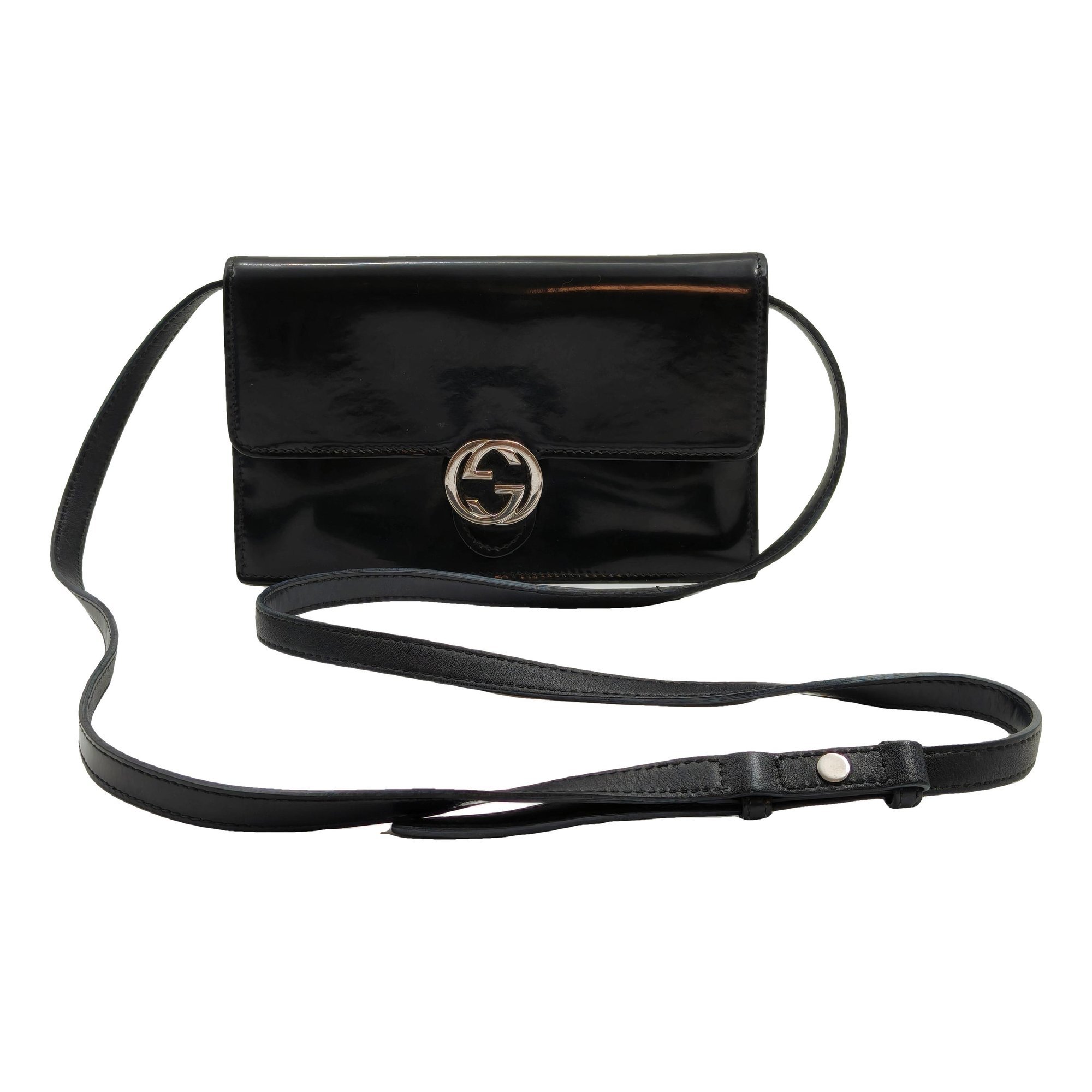 Interlocking patent leather handbag
