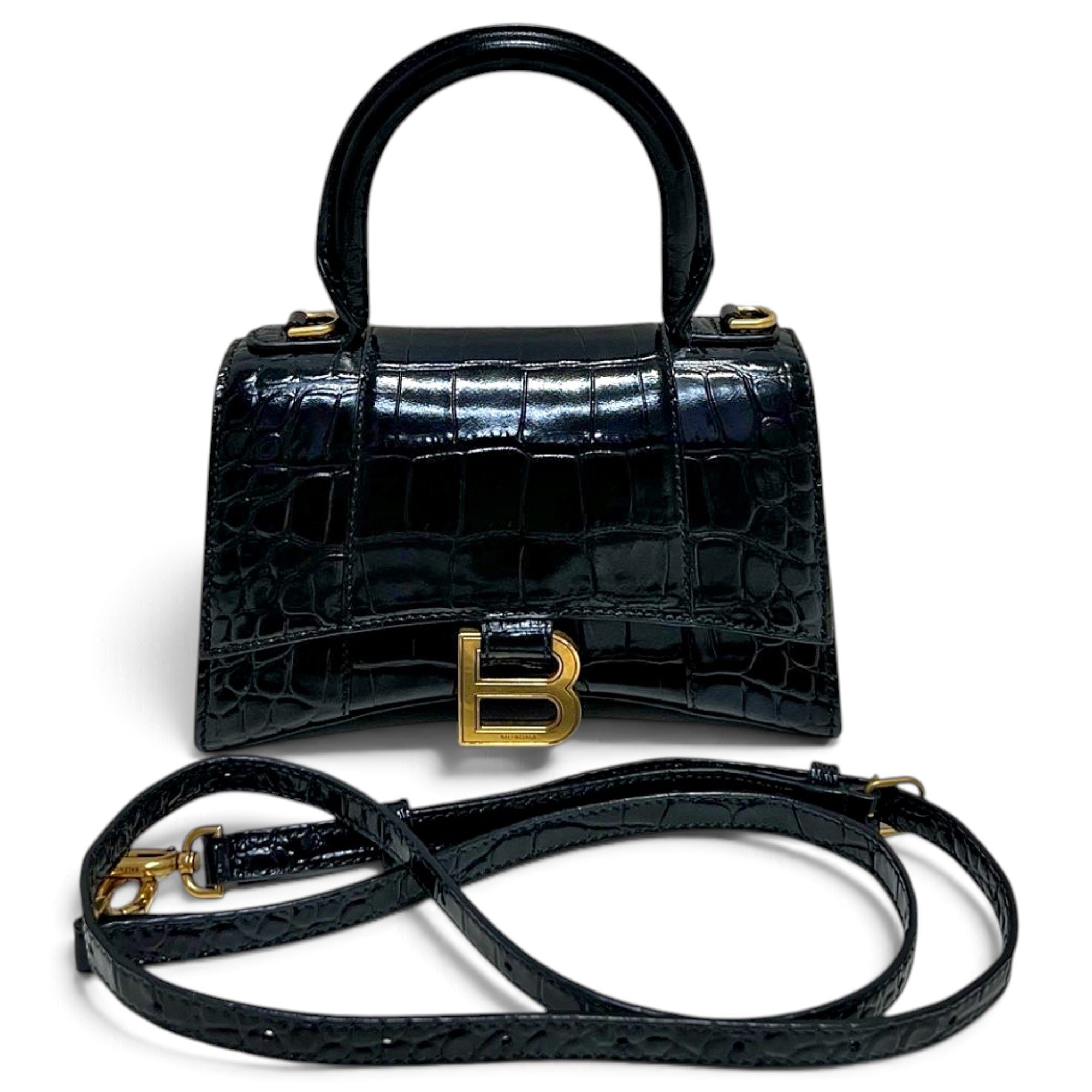 Hourglass leather handbag