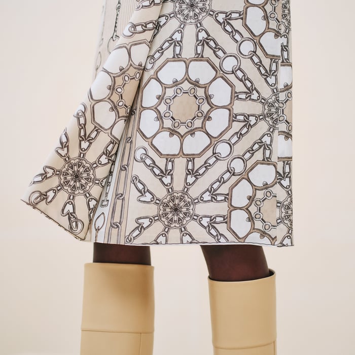 Beige Glaise "Effet Kaleidoscope" Wrap Skirt
