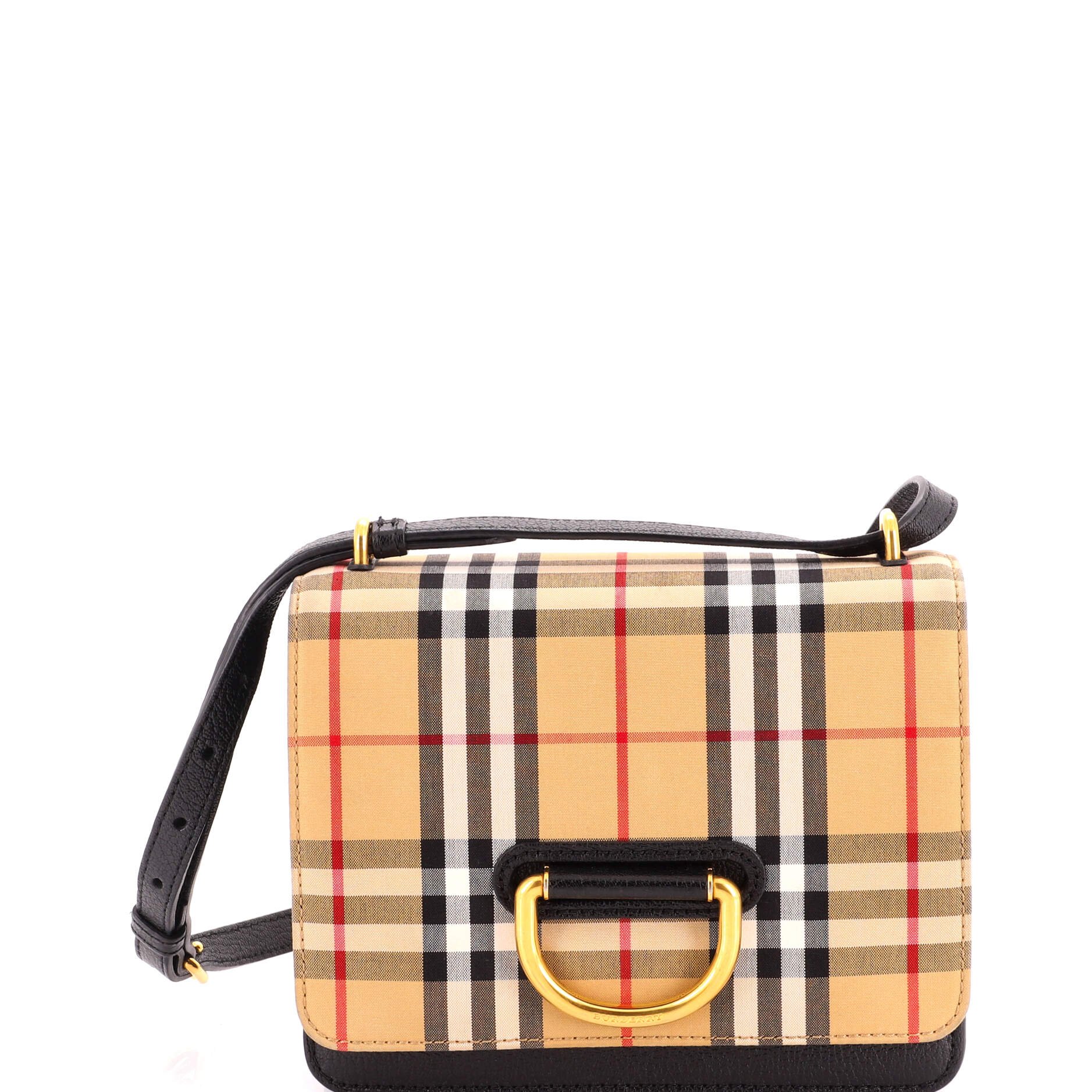 D-Ring Shoulder Bag Vintage Check Canvas Small