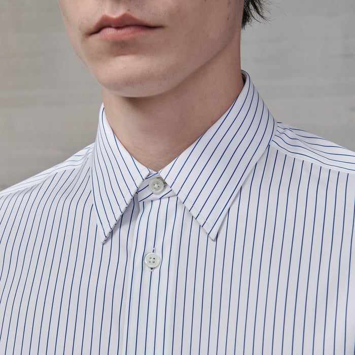Bleu Fitted Shirt With Faubourg Collar