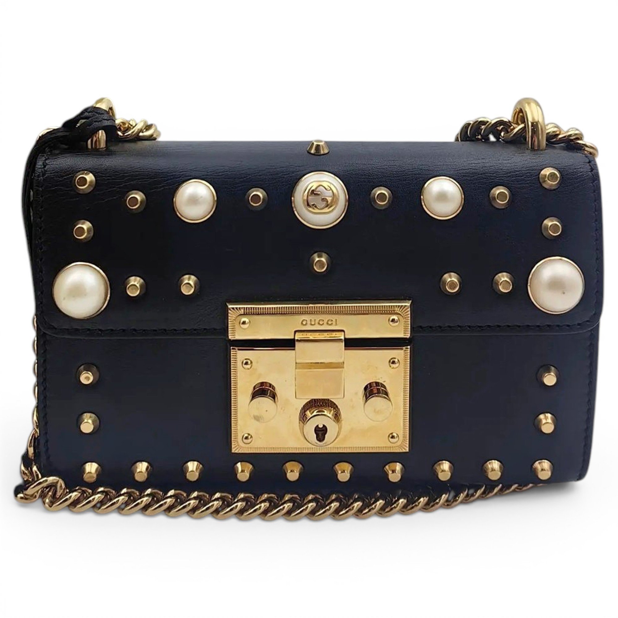 Padlock leather handbag