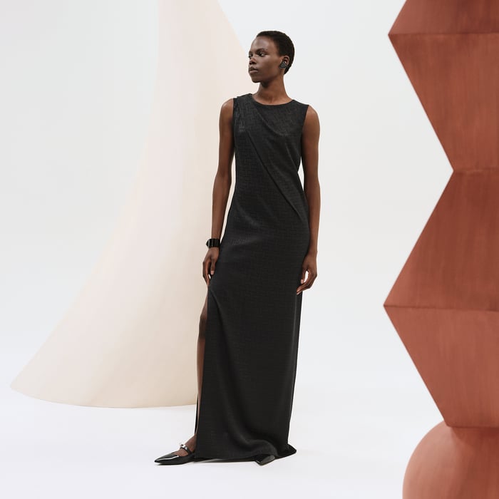 Noir "Mosaique" Draped Long Dress