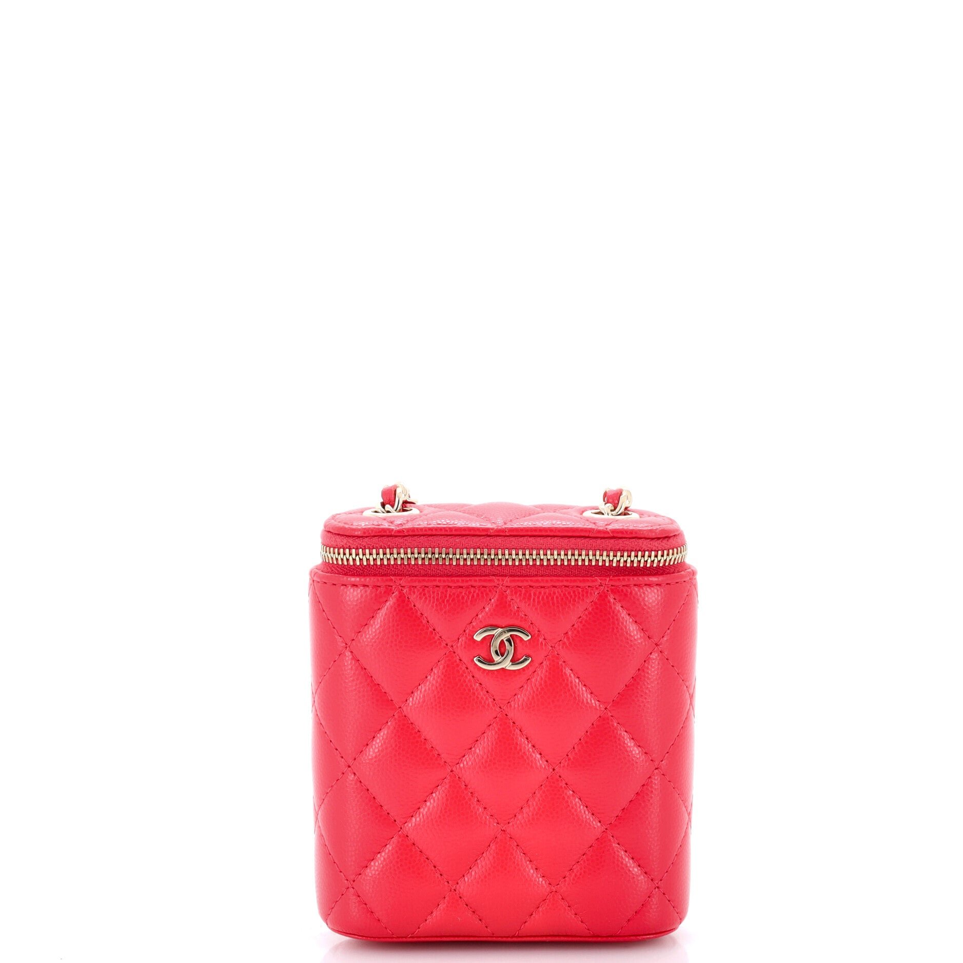 Vertical Classic Vanity Case with Chain Quilted Caviar Mini