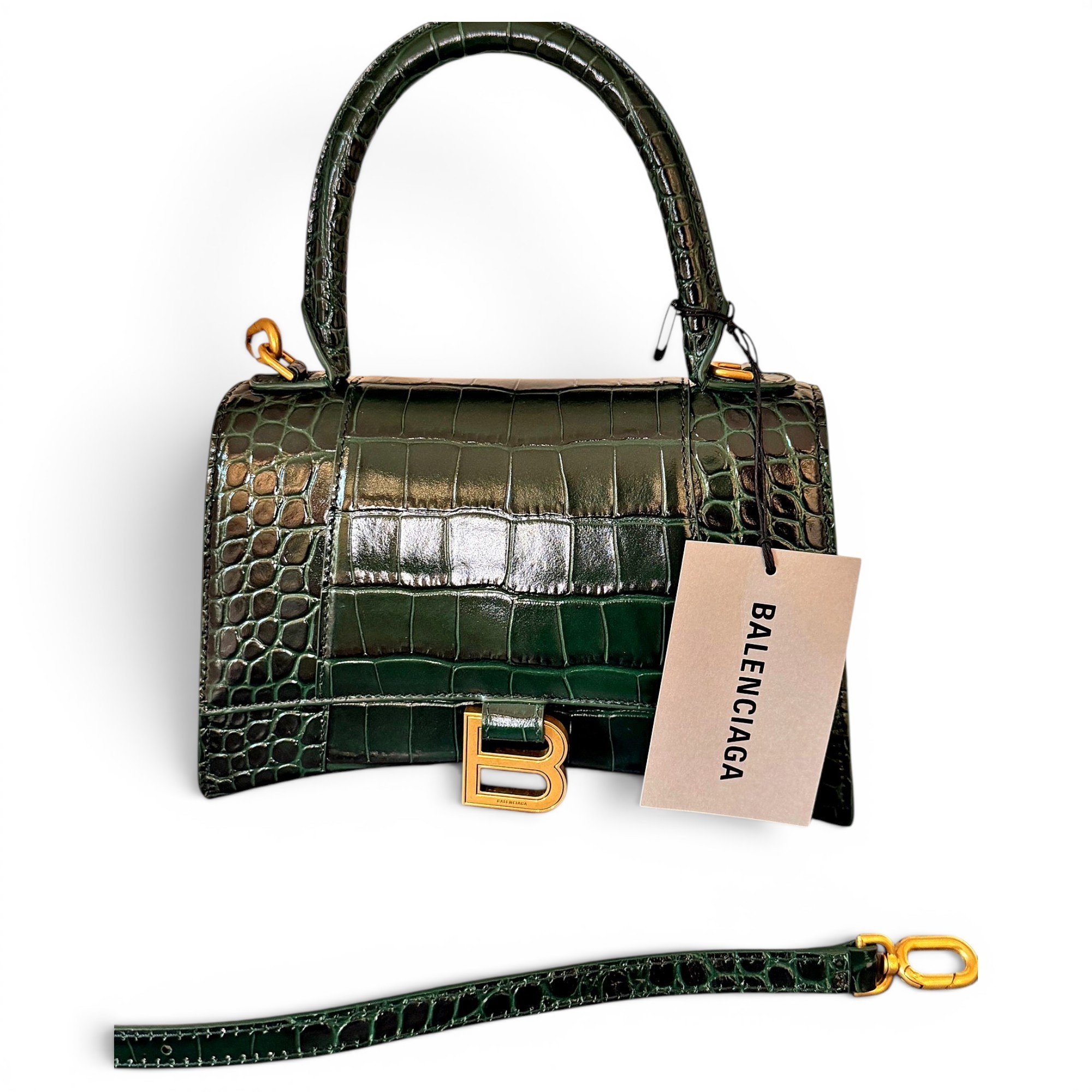 Hourglass leather handbag