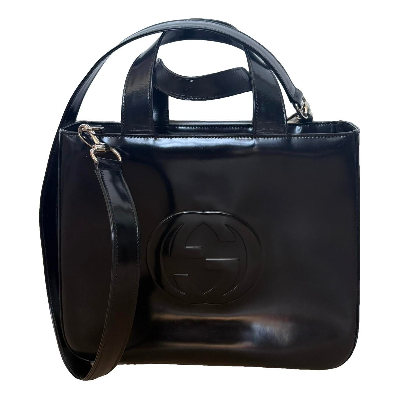 Interlocking leather handbag