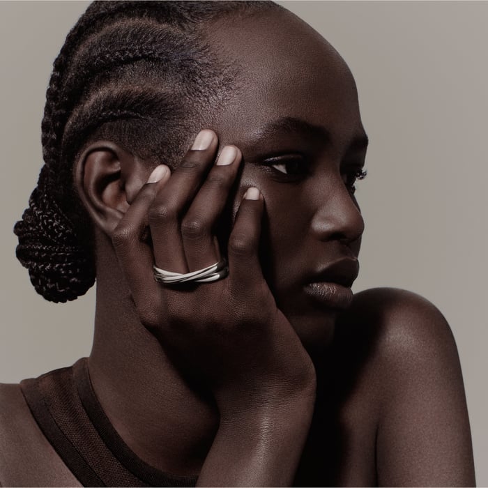 Sans Coloris Chaine d'Ancre Punk Double Ring