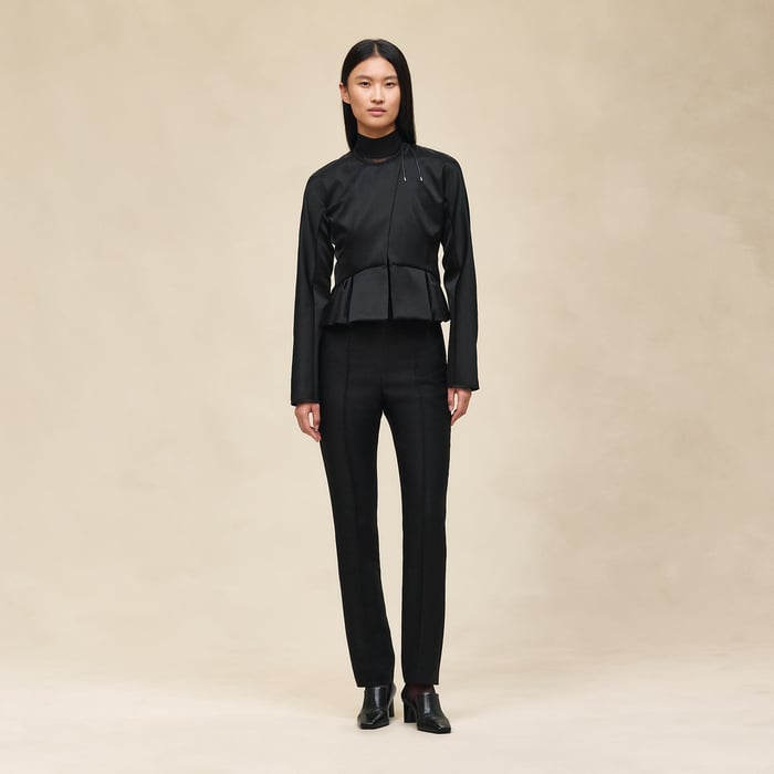 Noir Short Jacket With Basque