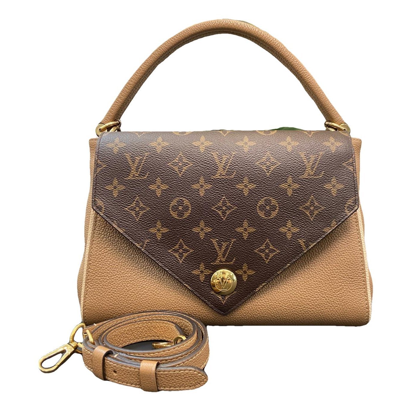 Double V leather handbag