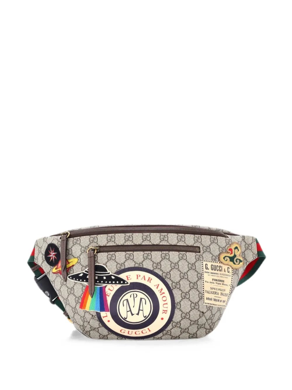 Courrier Zip GG Coated Canvas with Applique belt bag