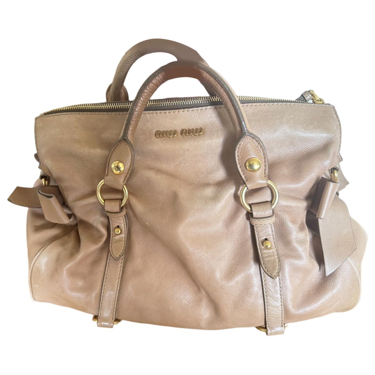 Bow bag leather handbag