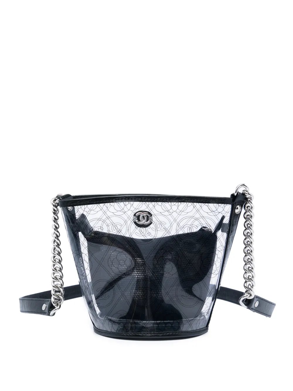 2018 Small PVC and Crumpled Calfskin Camellia Coco bucket bag