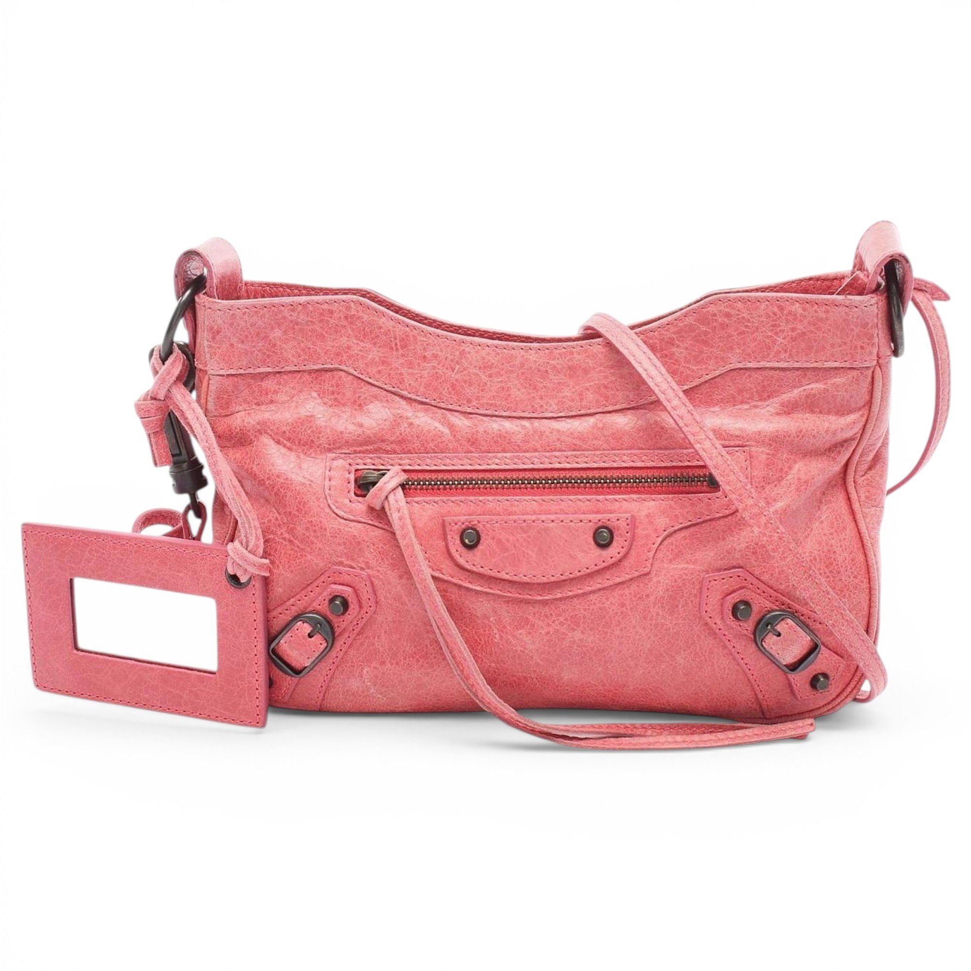 Hip leather handbag