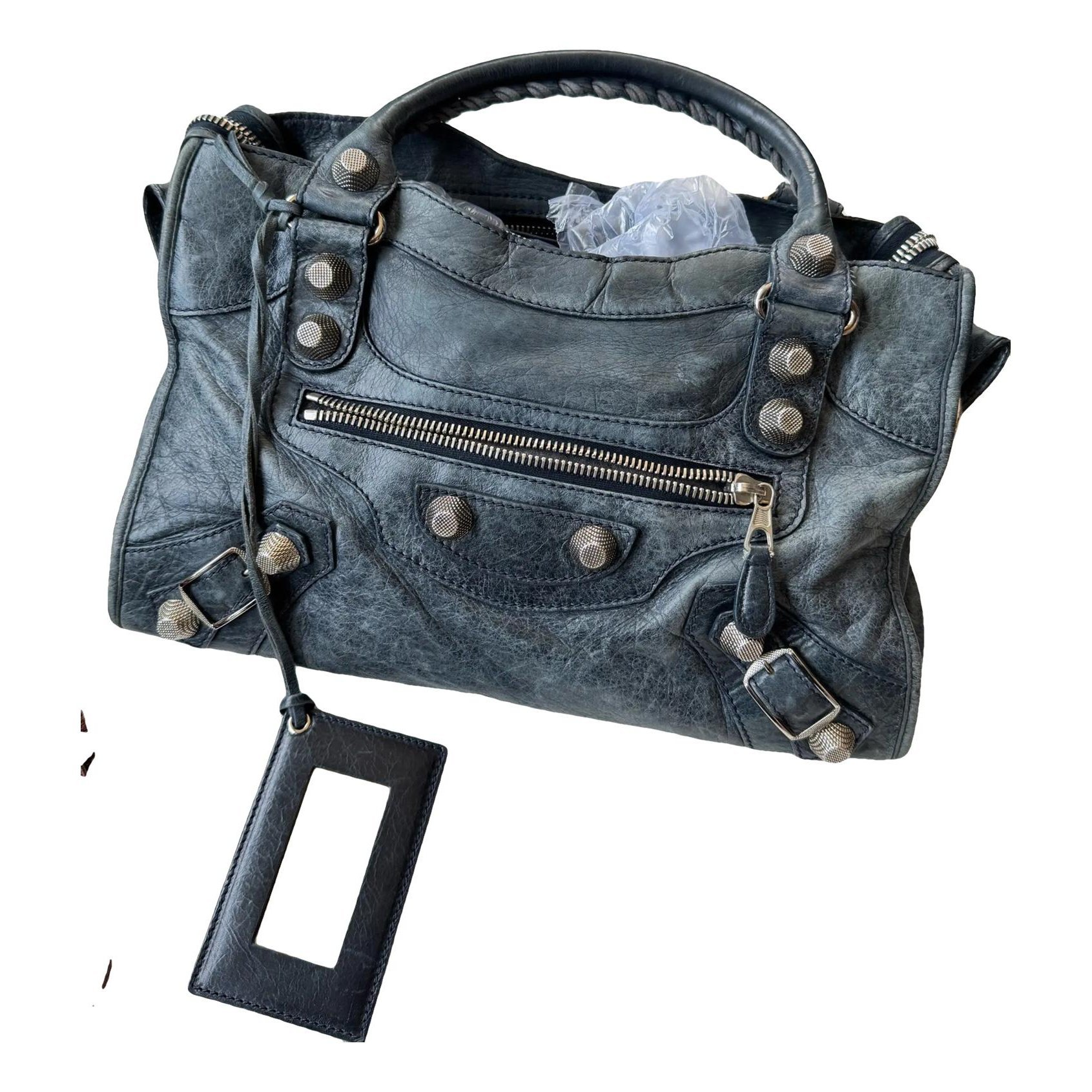 City leather handbag