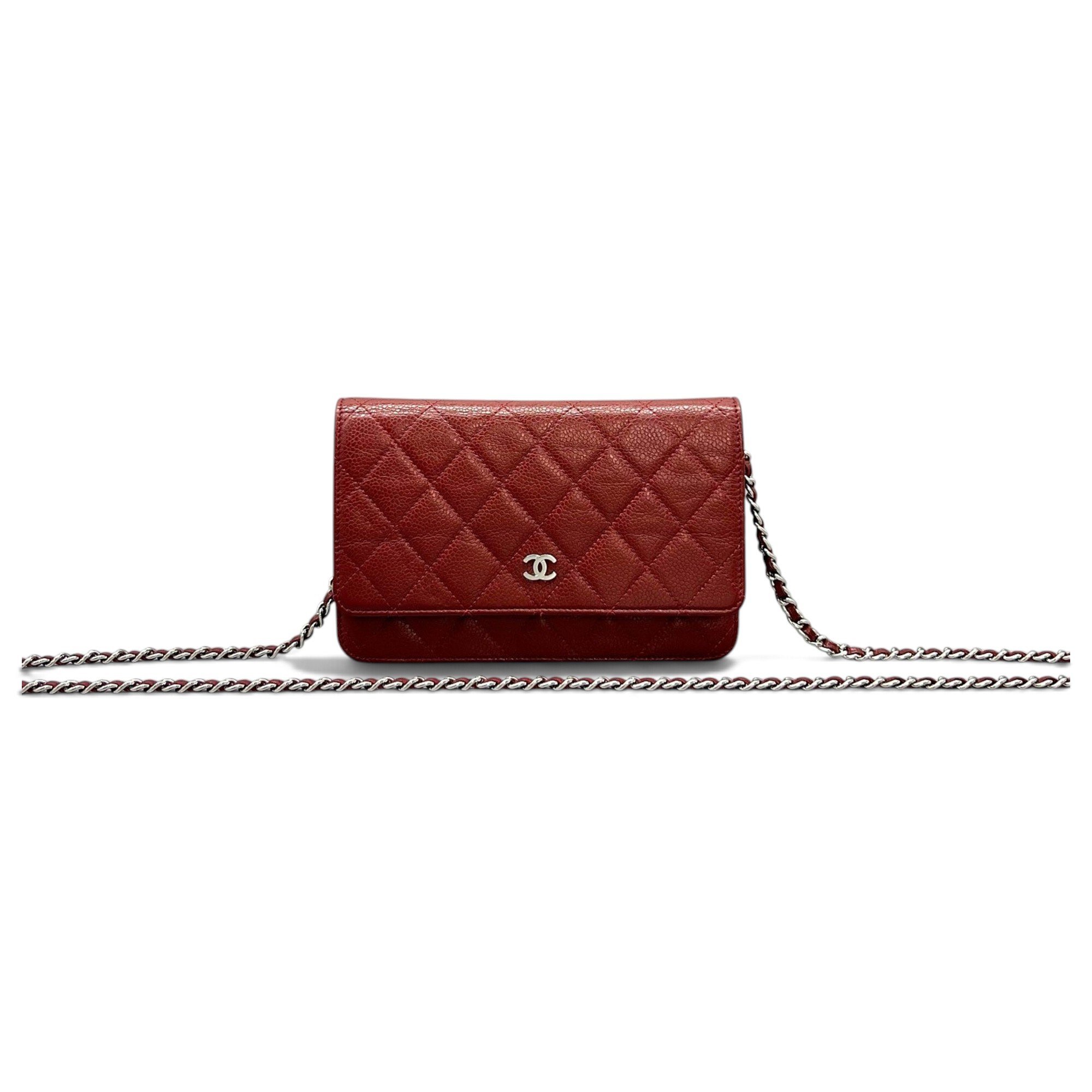 Trendy CC Wallet on Chain leather handbag