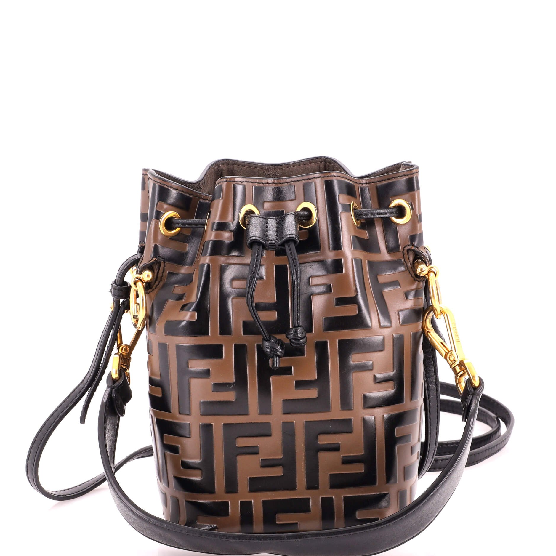 Mon Tresor Bucket Bag Zucca Embossed Leather Mini