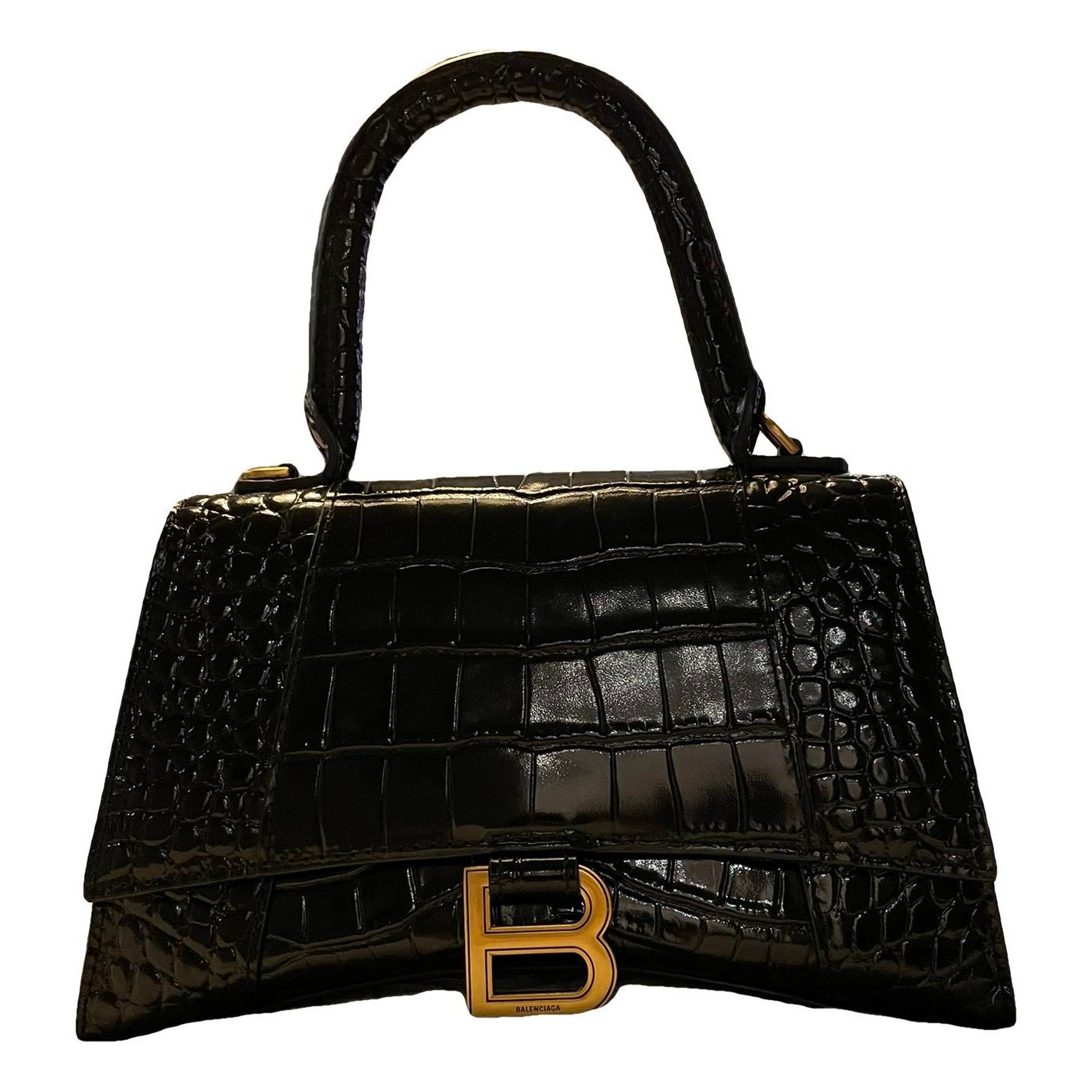 Hourglass leather handbag