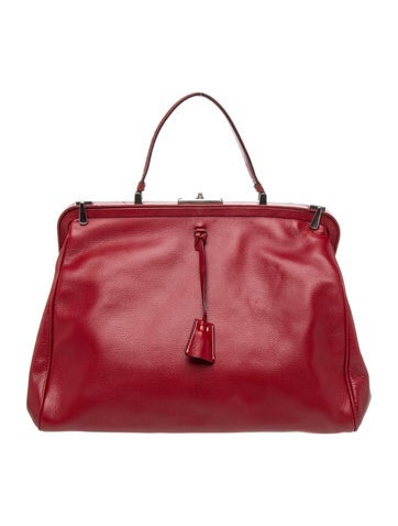 Madras Leather Top Handle Bag