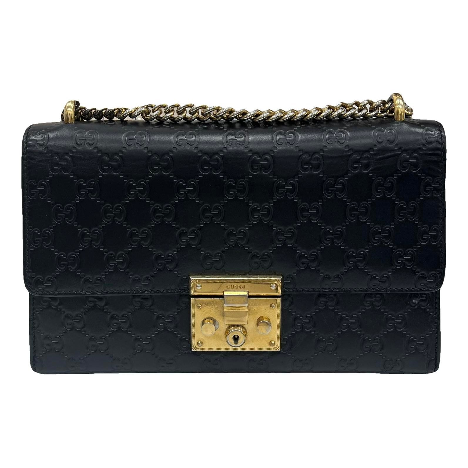Padlock leather handbag