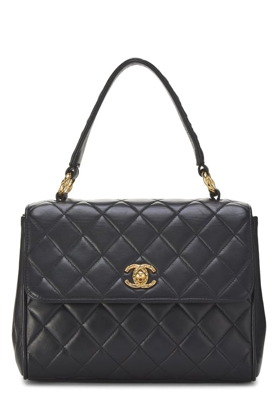 Navy Quilted Lambskin Kelly Small