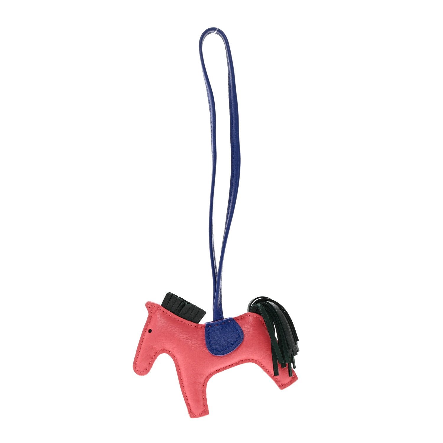 Hermes Milo Lambskin Grigri Rodeo Horse Bag Charm PM Rose Azalee Vert Cypress Bleu Electrique