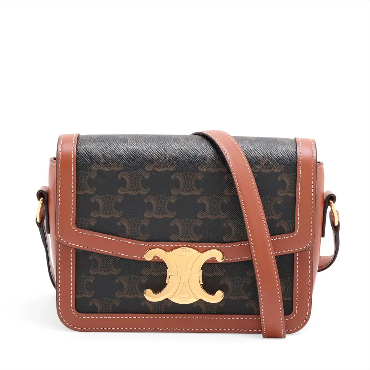 Celine Triomphe teen PVC & leather Shoulder bag Brown