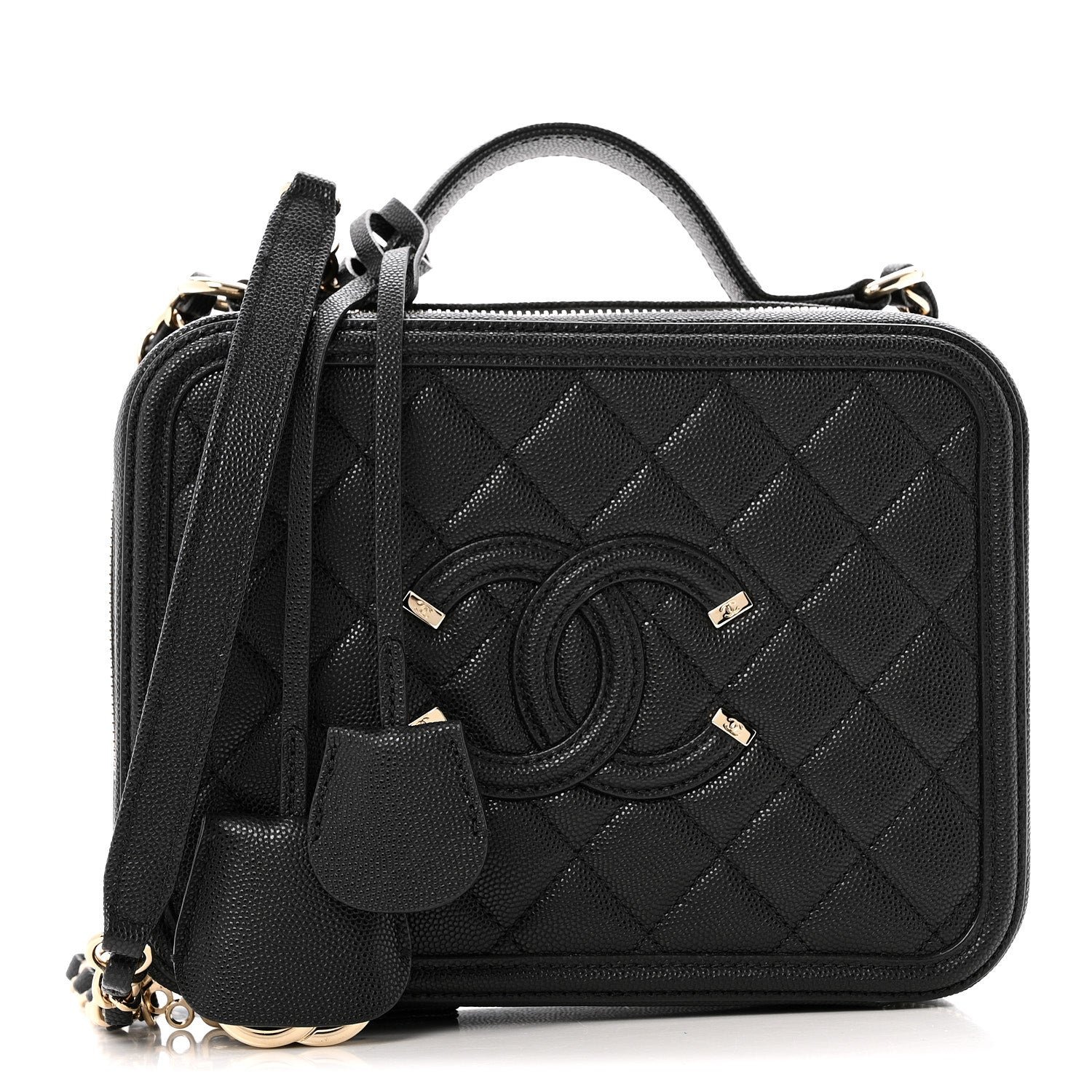 Chanel Caviar Quilted Medium CC Filigree Vanity Case Black