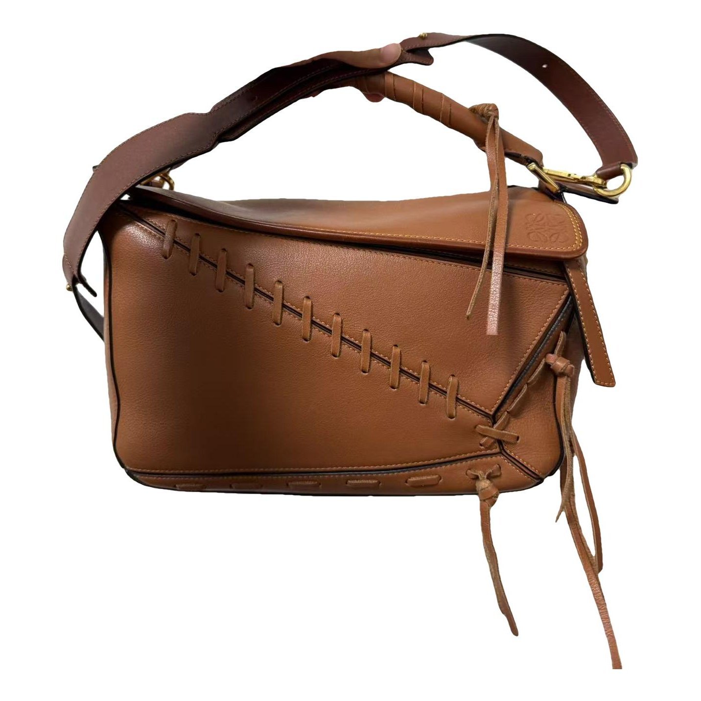 Puzzle leather handbag