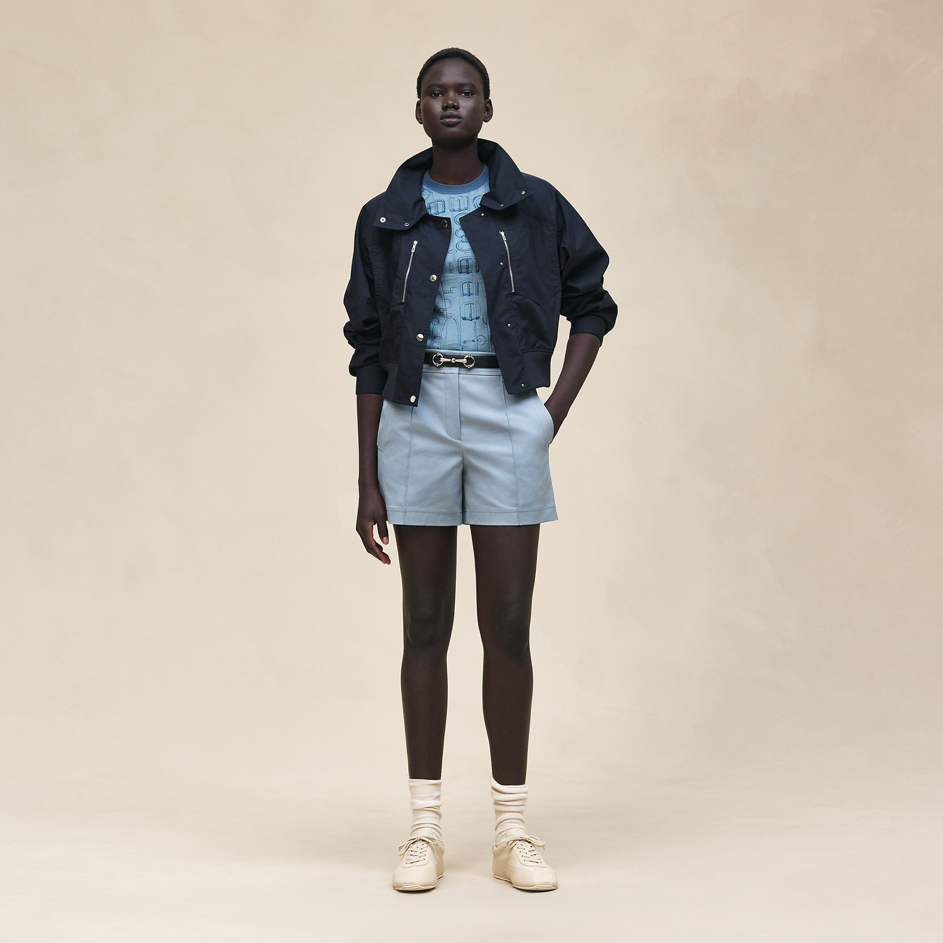 Double cotton twill shorts