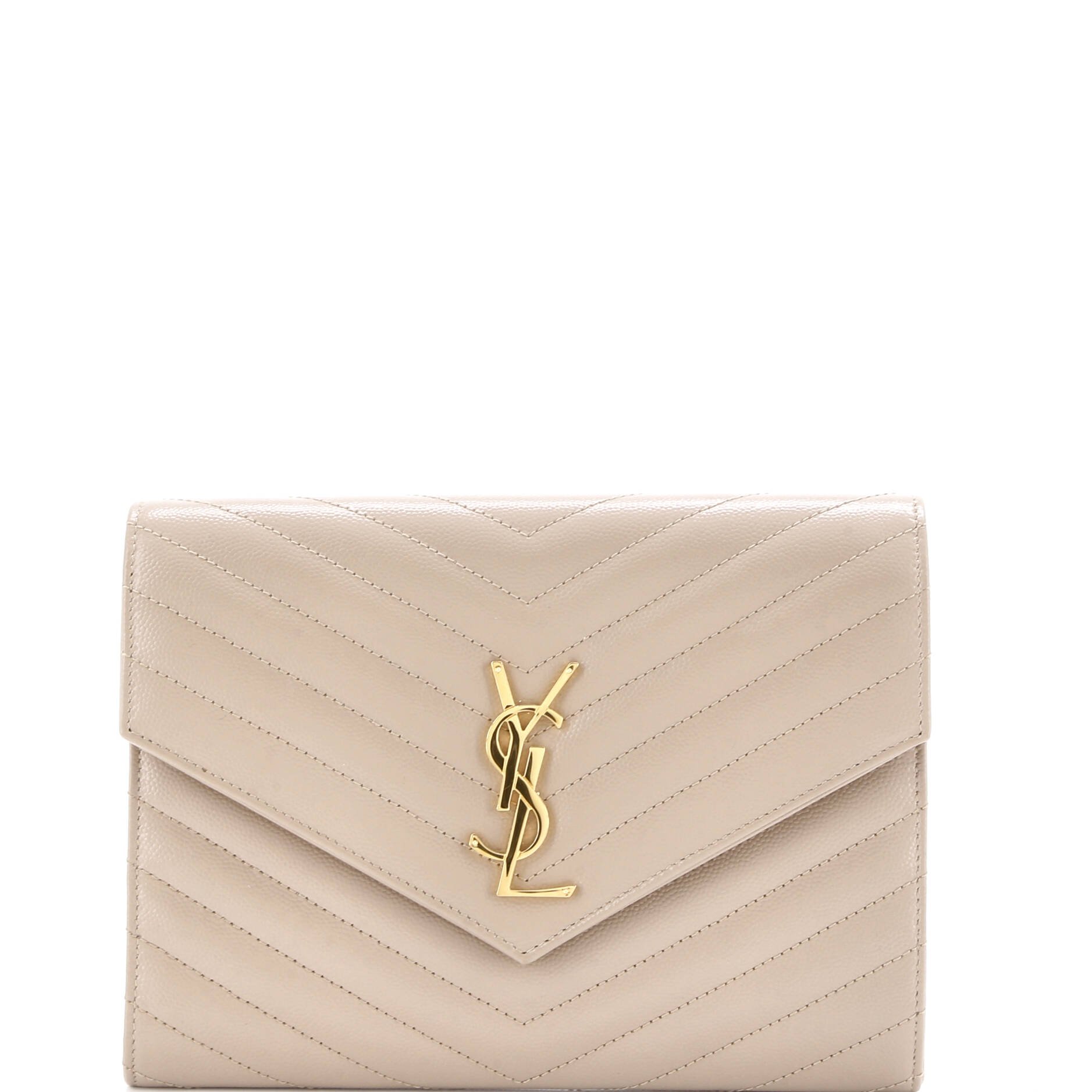 Saint Laurent Classic Monogram Envelope Wristlet Clutch Matelasse Chevron Leather