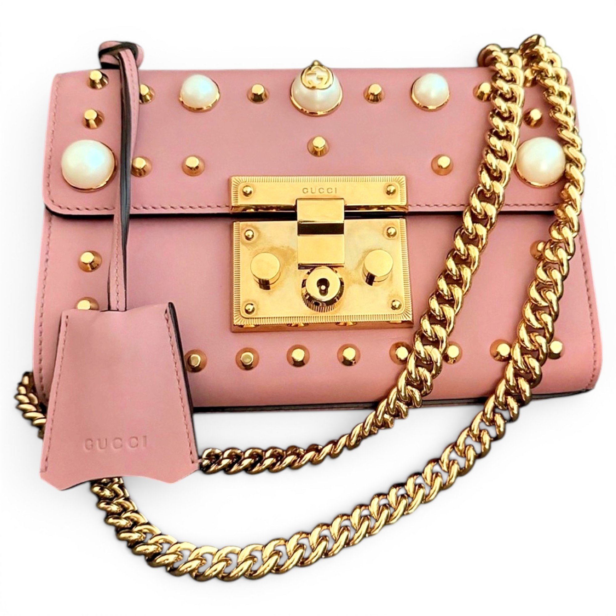 Padlock leather crossbody bag