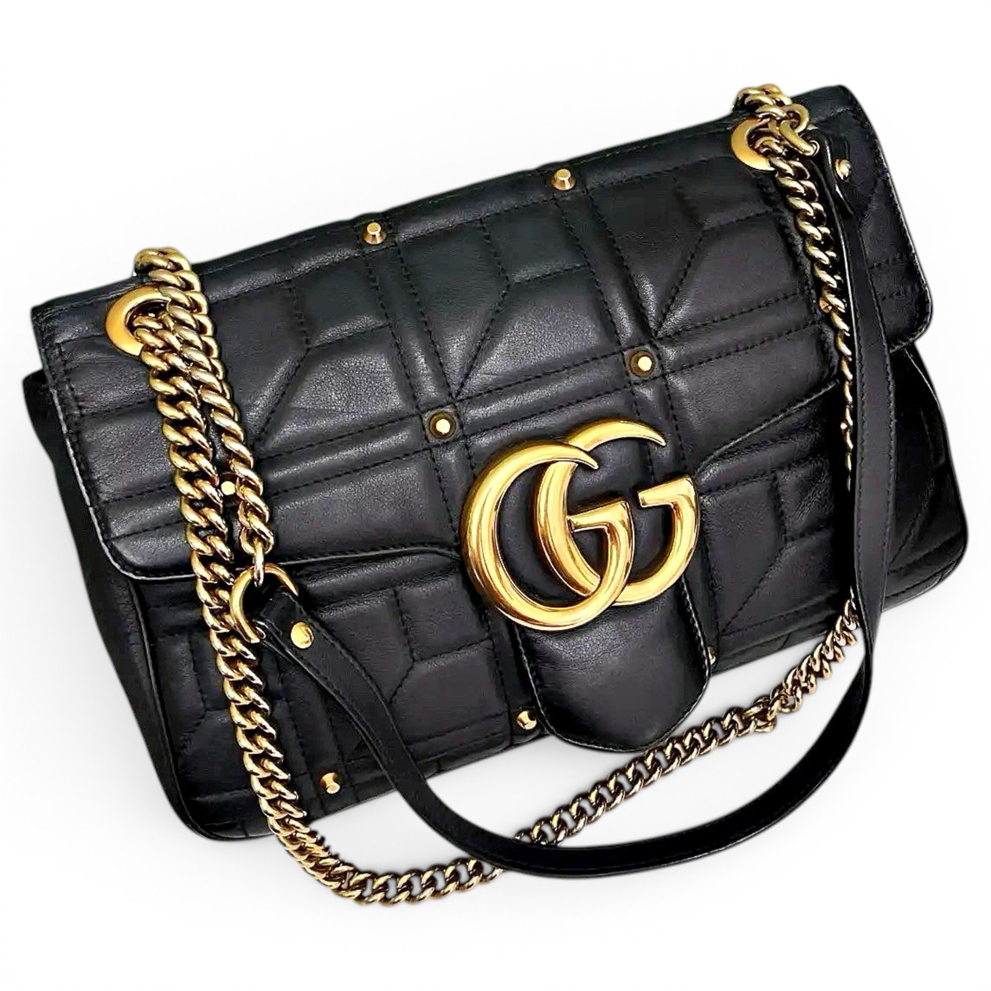 Pearly GG Marmont Flap leather handbag