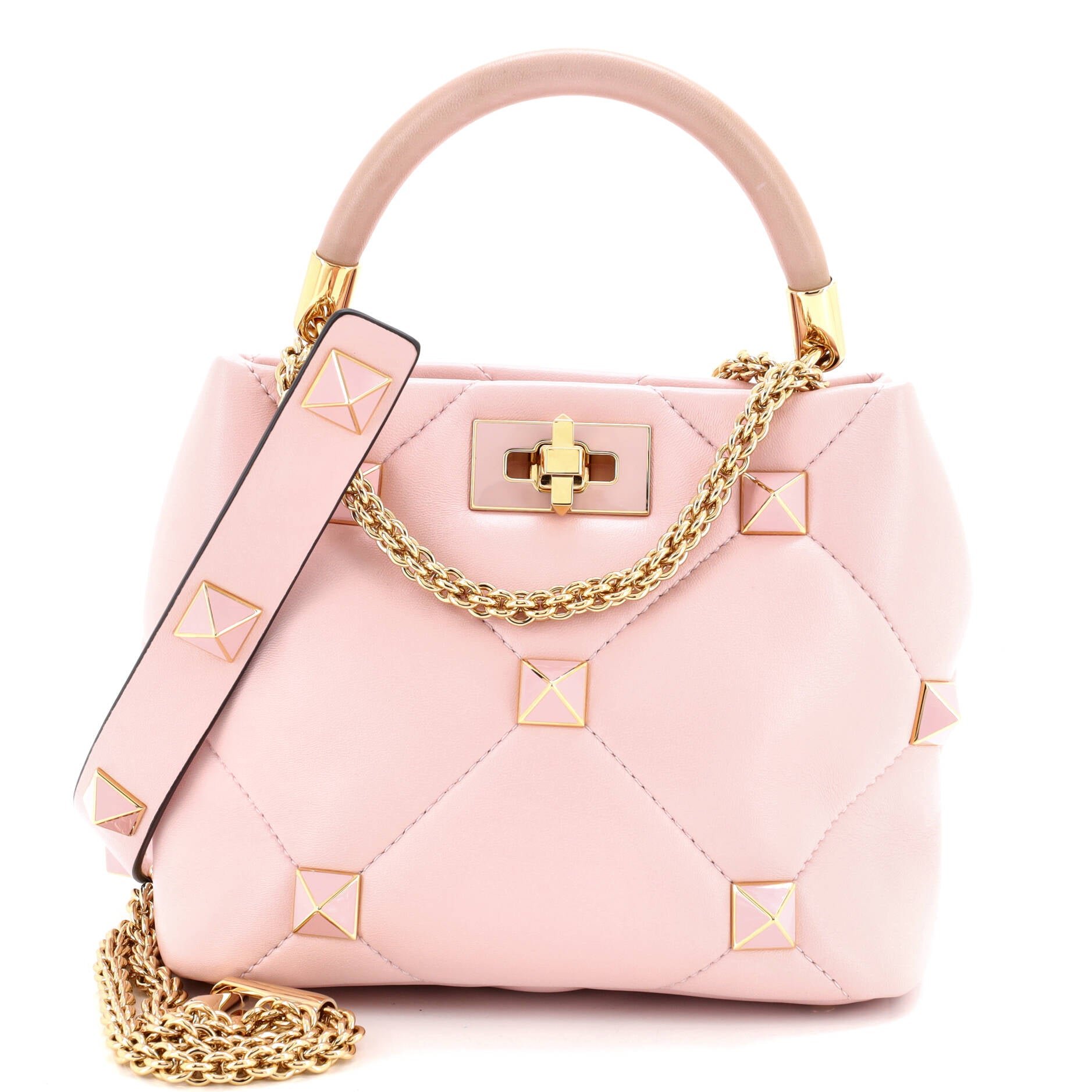 Valentino Garavani Roman Stud Top Handle Bag Quilted Leather Small