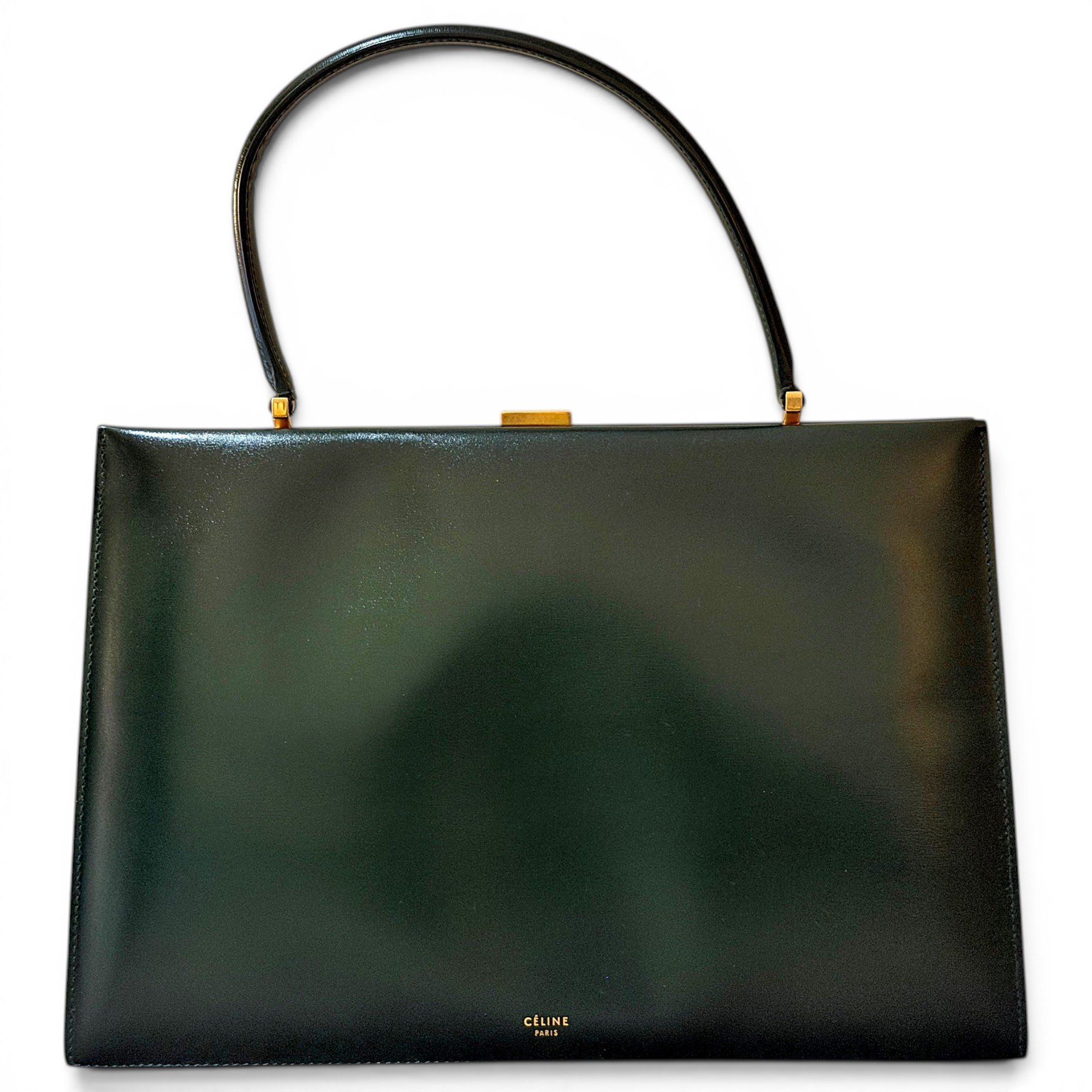 Clasp leather handbag