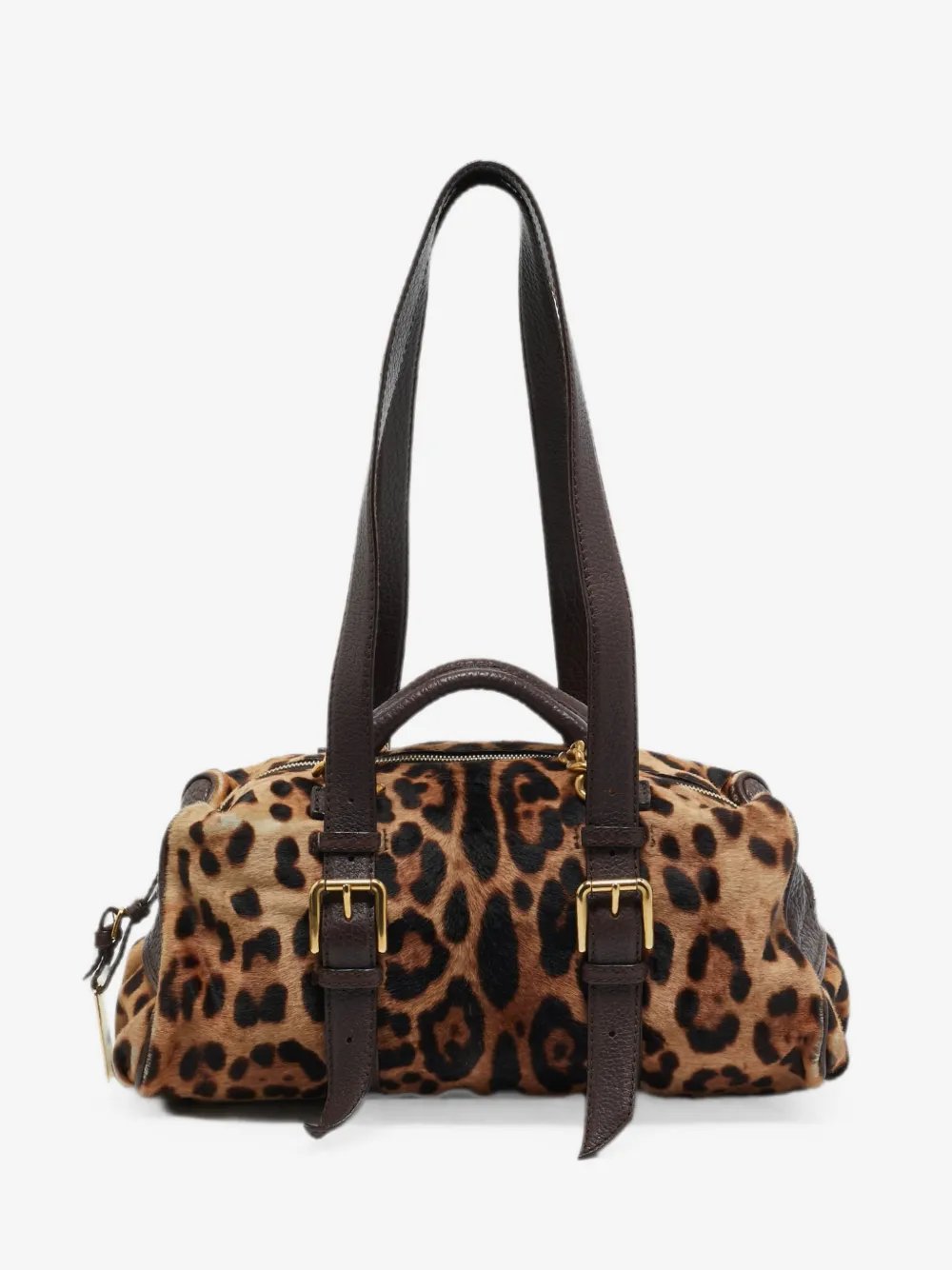 Leopard-print calf hair satchel bag