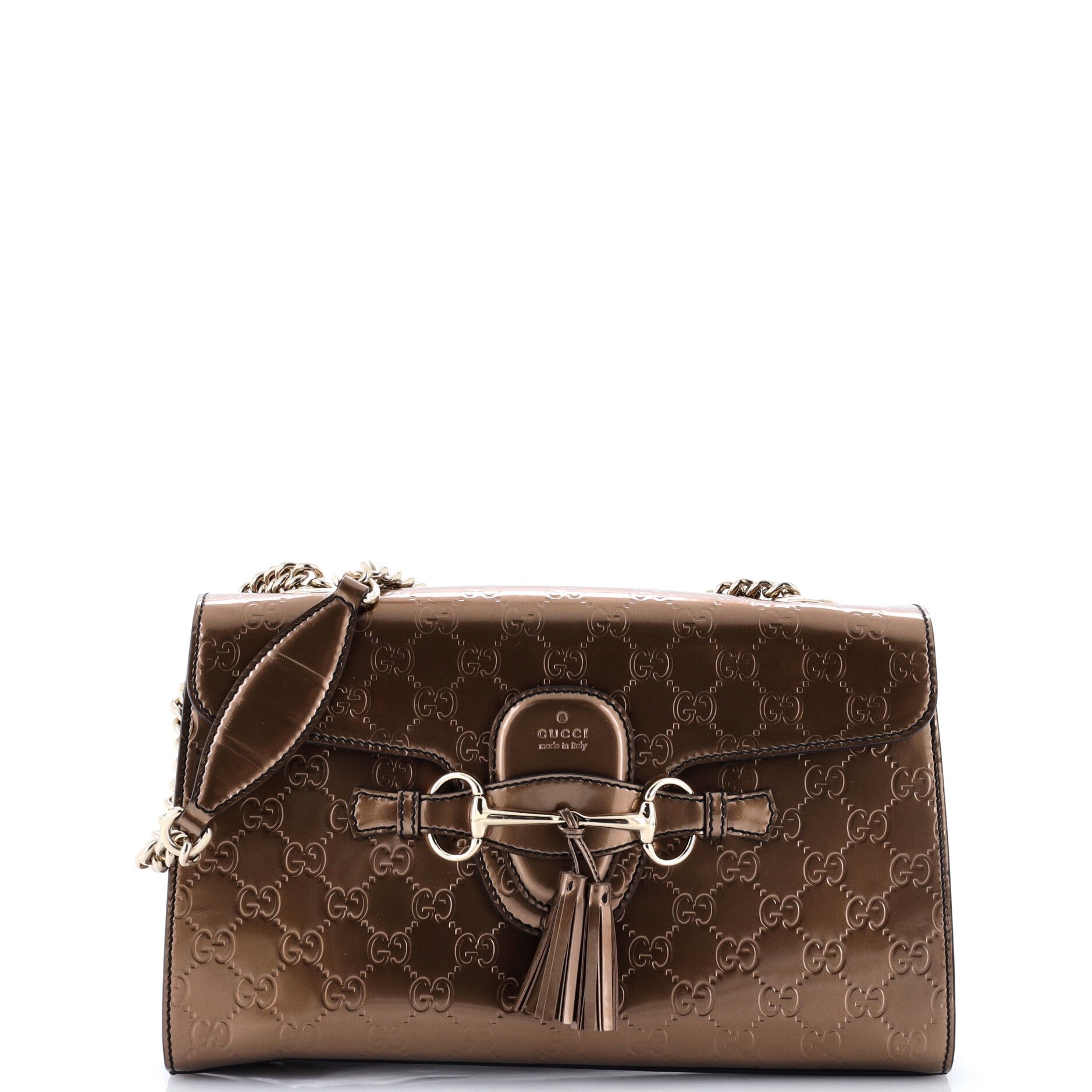 Emily Chain Flap Bag Guccissima Patent Medium