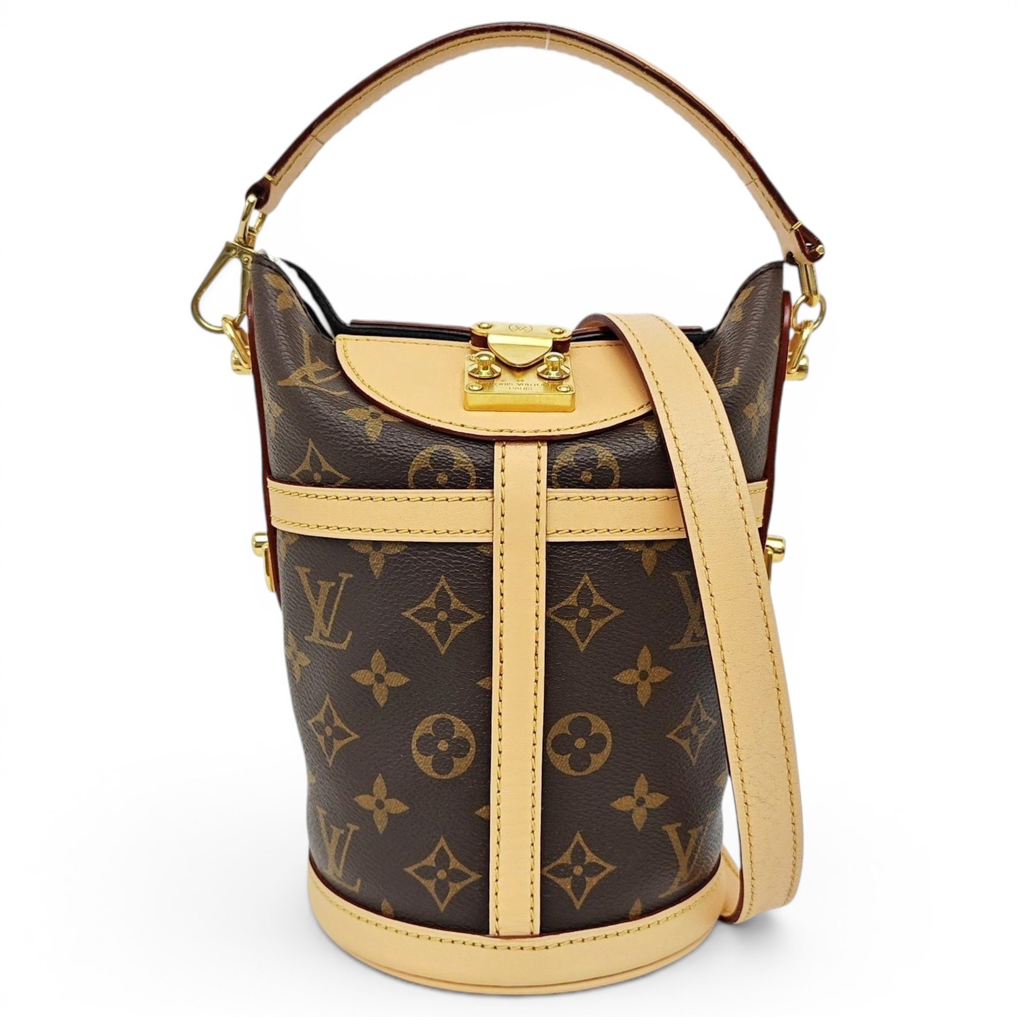 Duffle leather handbag