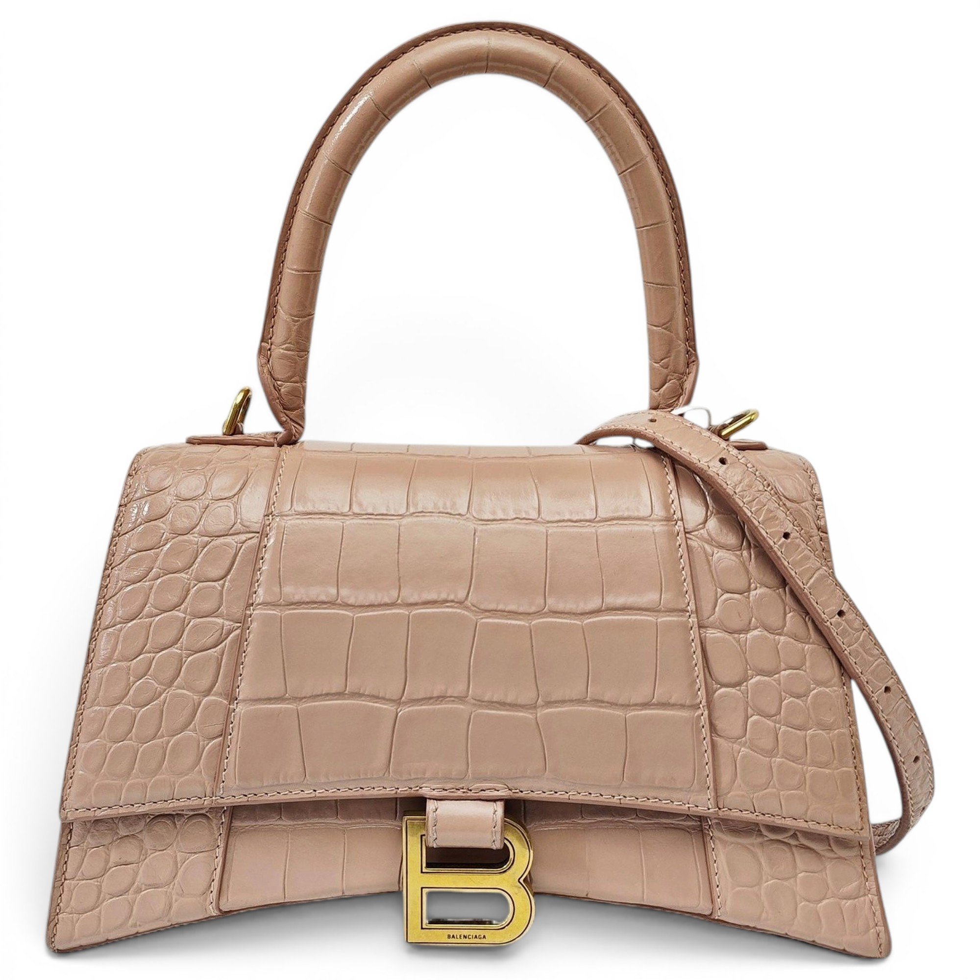 Hourglass leather handbag