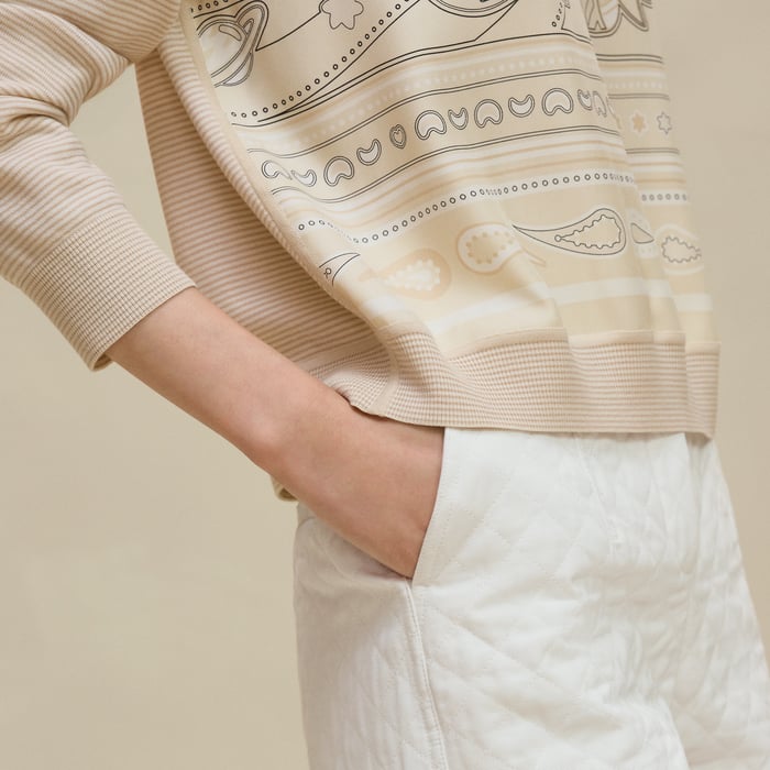 Blanc Perle "Candy Libris" Long-sleeve Twillaine Sweater