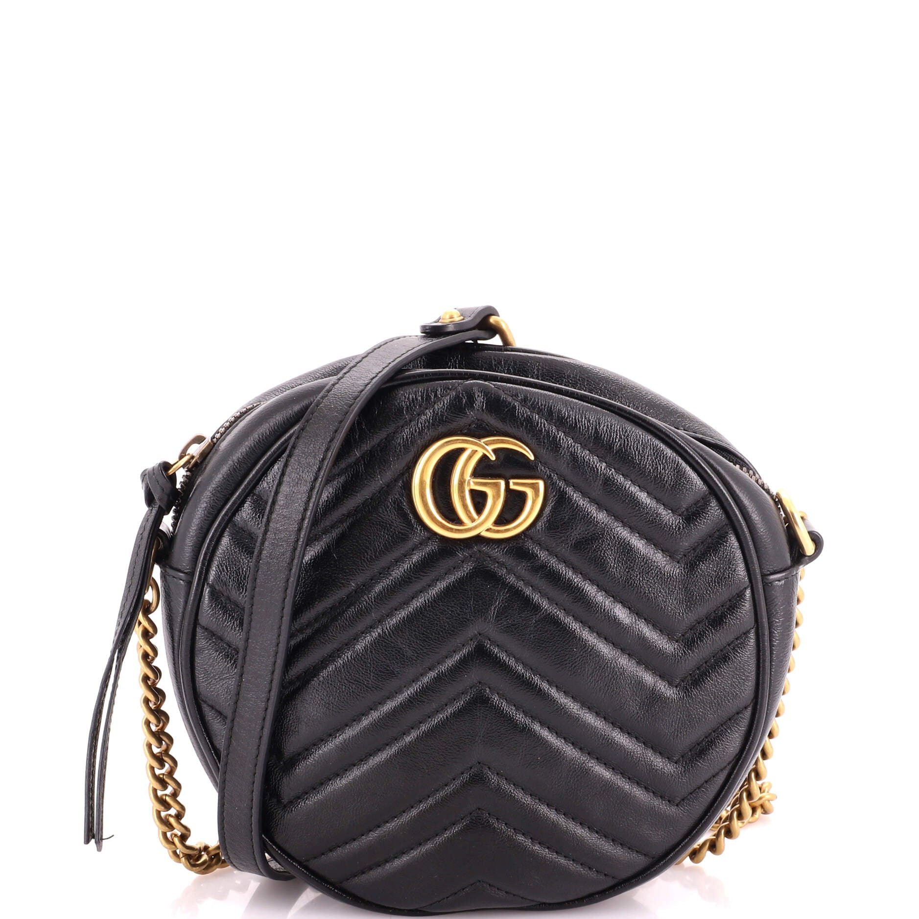 GG Marmont Round Shoulder Bag Matelasse Leather Mini