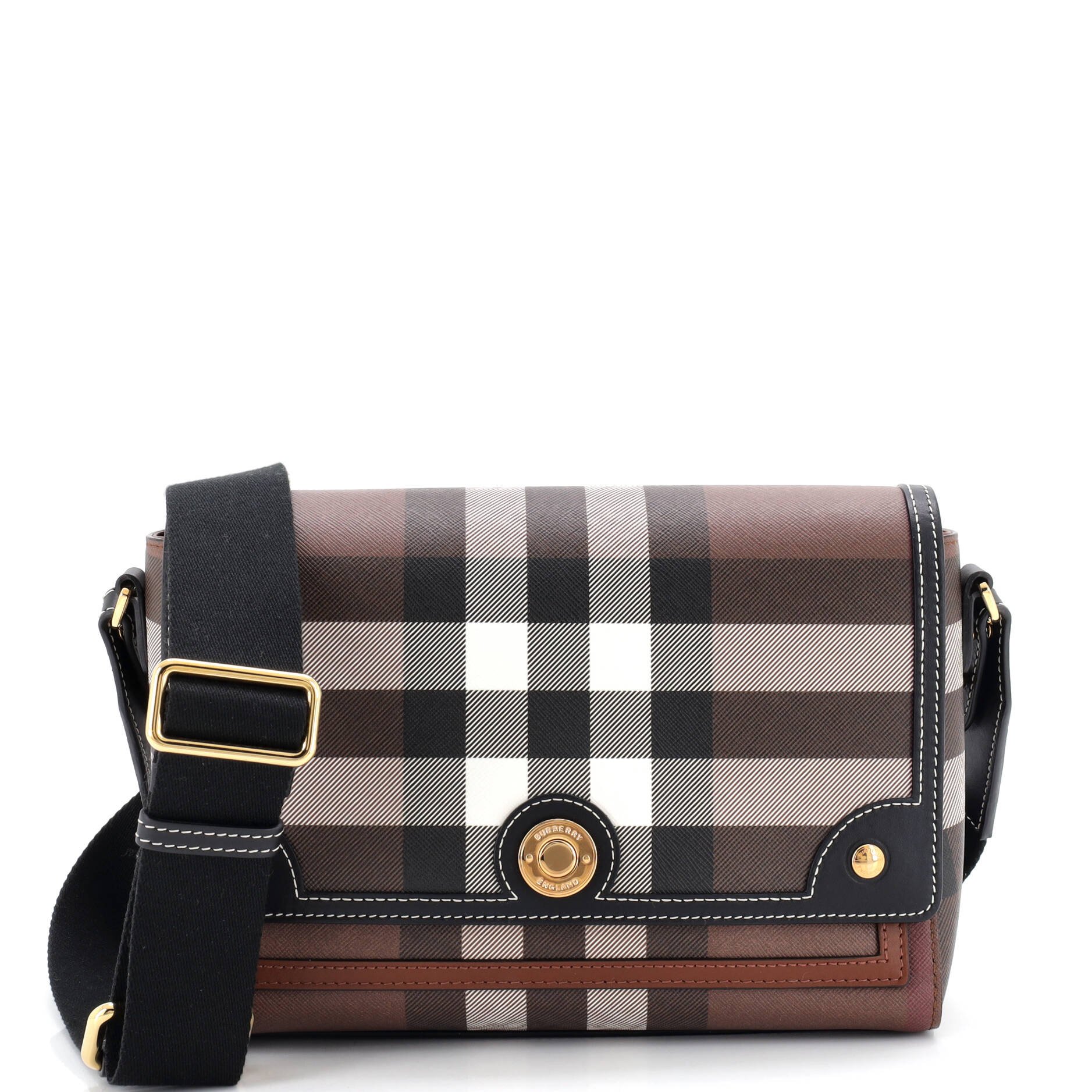 Note Crossbody Bag Check Canvas and Leather Medium